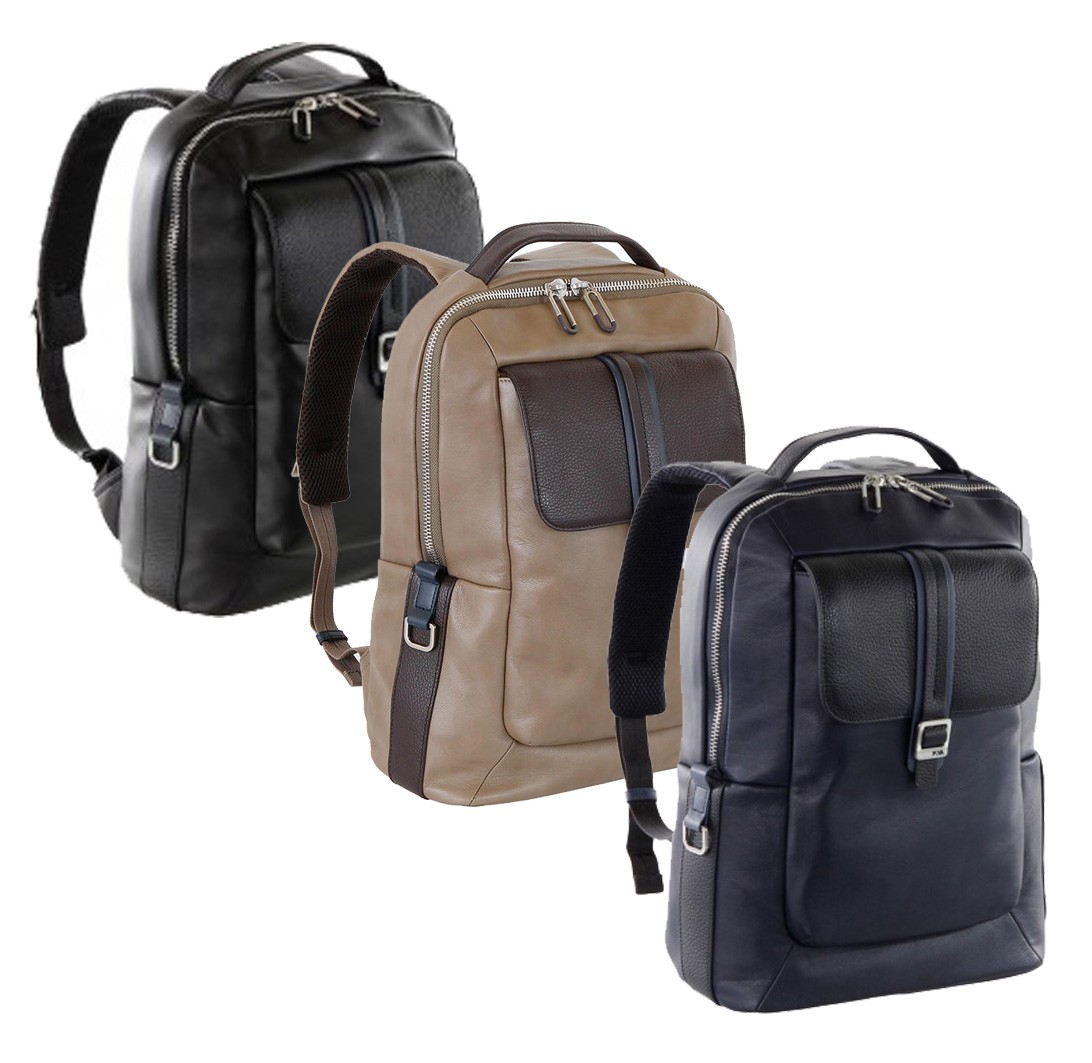 NAVA DESIGN zaino grande in pelle porta pc linea deep colore blu