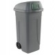 Bidone mobile 100Lt grigio c/coperchio Push verde per raccolta differenziata