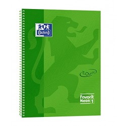 QUADERNO SPIR NEON OXFORD VERDE 5MM A4 90G 160 PAG