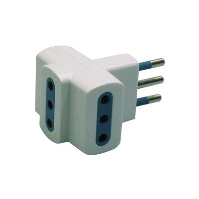 ADATTATORE TRIPLO CON SPINA 2P+T 10A - 3 PRESE 10A