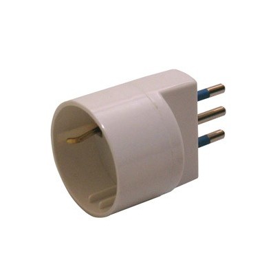 ADATTATORE SEMPLICE CON SPINA 2P+T 10A - PRESA SCHUKO 10A