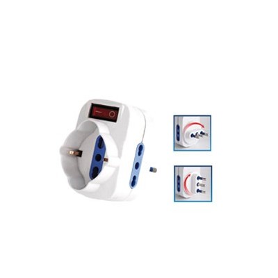 ADATTATORE ROTANTE 2 PRESE BIPASSO 2P+T 10/16 A+ 1presa Schuko MELCHIONI