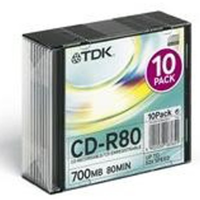 SCATOLA 10 CD-R SLIM CASE 1X-52X 700MB 80MIN.
