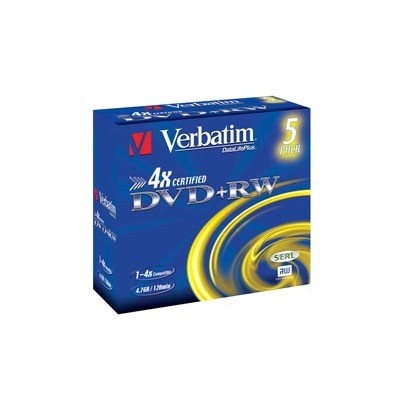 SCATOLA 5 DVD+RW JEWEL CASE 4X 4.7GB 120MIN. SERIGRAFATO