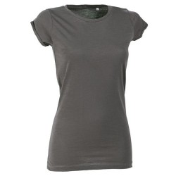 T-SHIRT SLUB DONNA TG.S  ANTRACITE 100% POLYESTERE