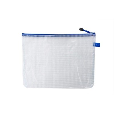 BUSTA C/ZIP PVC RETE     27X36 FINITURA BLU