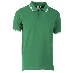 POLO PIQUET TIPPED TG.XL VERDE/BIANCO 100% COTONE