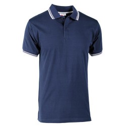 POLO JERSEY SPORT TG.S   BLU/BIANCO 100% COTONE