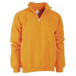 FELPA MEZZA ZIP ARANCIO  TG.S COTONE/POLIESTERE