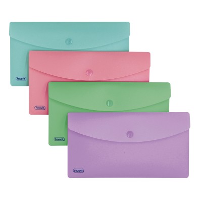 CF.5 BUSTE C/BOTTONE PPL 9,9X21CM PASTEL COL ASS