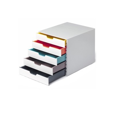 Cassettiera 5 cassetti colorati Varicolor mix5 bianco ghiaccio Durable