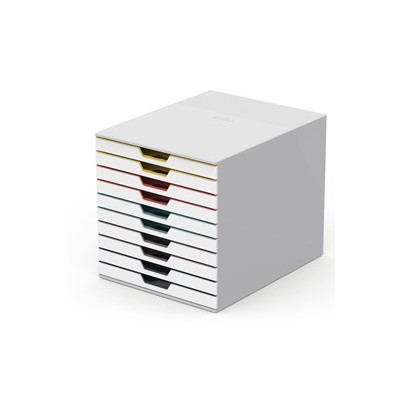 Cassettiera 10 cassetti colorati Varicolor mix10 bianco ghiaccio Durable