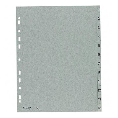 SEPARATORE NUMERICO 1-12 PPL GRIGIO 22,5X29,7CM ESSELTE