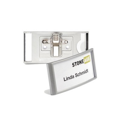 10 PORTANOME 3,4x7,4cm con clip e spilla DURABLE
