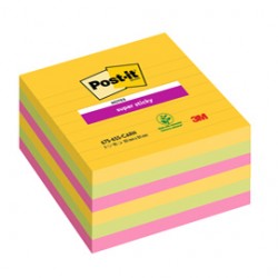 Cf. 6pz blocco 90fg. Post-itSuper Sticky 100x100mm righe Carnival 675-6SS-CARN