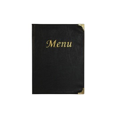 PORTA MENU A4-24x34cm NERO in PVC BASIC con 4+2 BUSTE FISSE