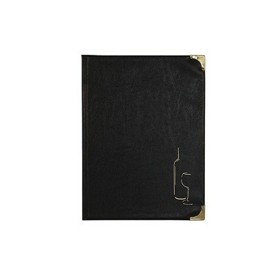 CARTA DEI VINI A4-24x34cm NERO in PVC BASIC con 4+2 BUSTE FISSE