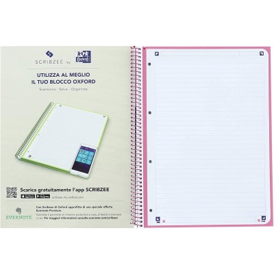 QUADERNO OXFORD SPIRRALE NEON FUCSIA A4 1R 90GR