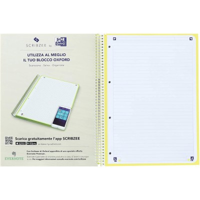 QUADERNO OXFORD SPIRALE NEON GIALLO A4 1R 90GR