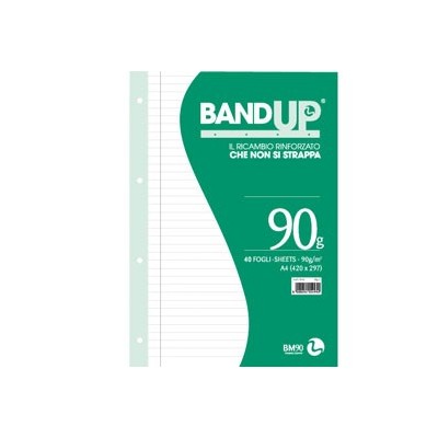 RICAMBI FORATI RINFORZATI BANDUP A4 90gr 40fg 1rigo c/margine BM