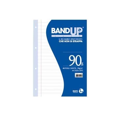 RICAMBI FORATI RINFORZATI BANDUP A4 90gr 40fg rigo di 3a BM