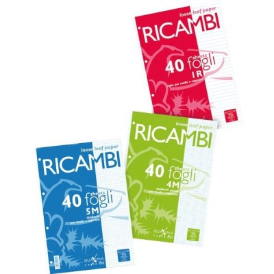 RICAMBIO QUADERNO BIANCO RIGHE 40 FG. 80gr