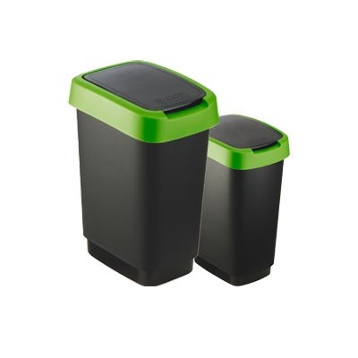 PATTUMIERA 25LT in PPL Nero/Verde COPERCHIO BASCULANTE ROTHO