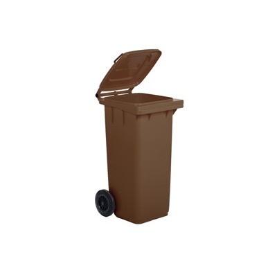 Bidone carrellato 120Lt marrone per raccolta differenziata