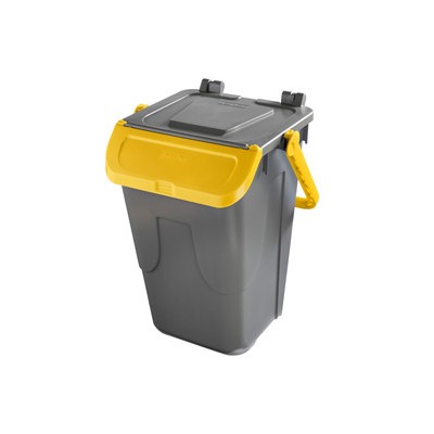 Contenitore portarifiuti Ecology 35Lt c/sportello e maniglione giallo
