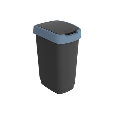 Pattumiera 50LT in PPL Nero/blu coperchio basculante Rotho