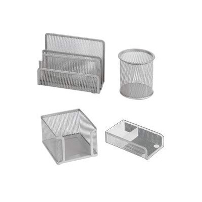 SET SCRIVANIA 4 ACCESSORI IN RETE ARGENTO ART.1424