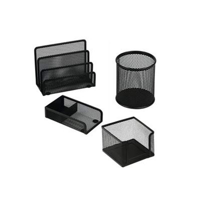 SET SCRIVANIA 4 ACCESSORI IN RETE NERO ART.1424