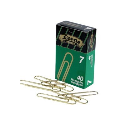 SCATOLA 40 FERMAGLI N.7 MM75 SUPER GIGANTI OTTONATI LEONE