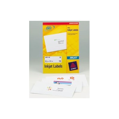 ETICHETTE INKJET BIANCHE J8163-25FG (14ET/FG 99.1X38.1) QUICK DRY AVERY