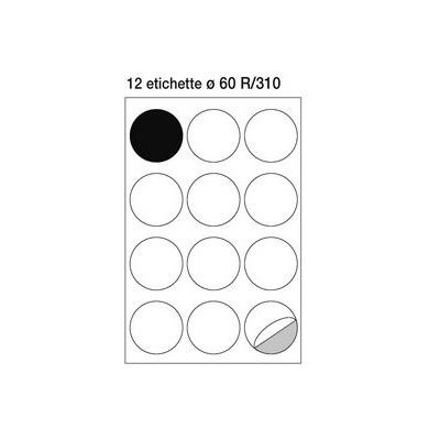 ETICHETTA ADESIVA R/310 TONDA BIANCA 100FG IN A4 (DIAM.60)
