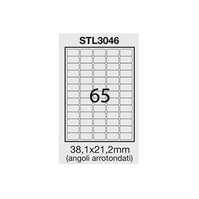 ETICHETTA ADESIVA BIANCA 100FG A4 (65 ET. 38,1X21,2mm) angoli arrot.STARLINE