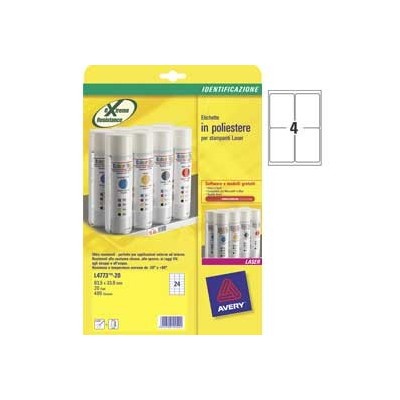 ETICHETTE L4774-20FG IN POLIESTERE BIANCO 99,1X139MM LASER