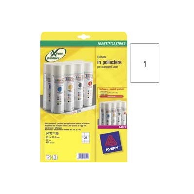ETICHETTE L4775-20FG IN POLIESTERE BIANCO 210X297MM LASER