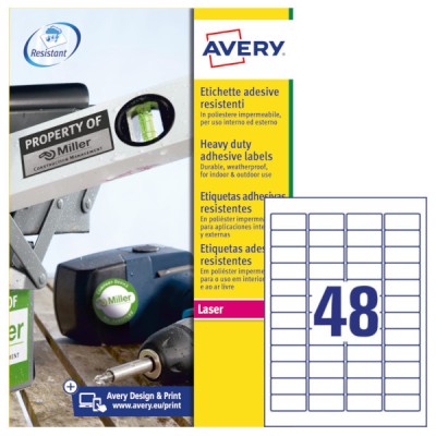 SC.20 ETICHETTE AVERY    47,5x21,2 POLIEST.BIANCO