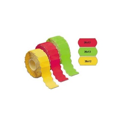 ROTOLO 1500 ETICHETTE 26X12 GIALLO FLUO PERMANENTI A ONDA MARKIN