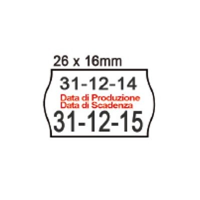 PACK 10 ROTOLI 1000 ETICH. 26x16mm ONDA  BIANCO PERM. Printex