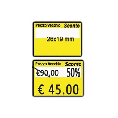PACK 10 ROTOLI 600 ETICH. 26x19mm  GIALLO REMOV. Printex