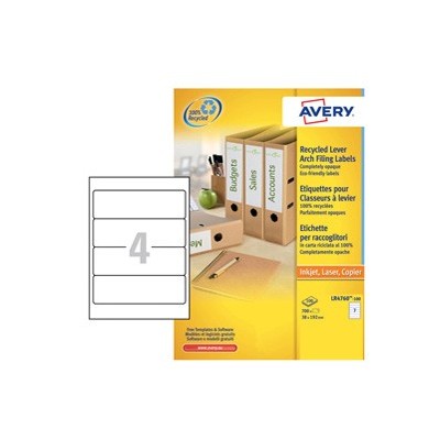 Etichette carta riciclata bianca per raccoglitori-38x192mm -Laser Avery
