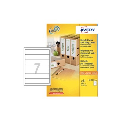 Etichette carta riciclata bianca per raccoglitori-61x192mm -Laser- Avery