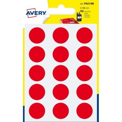 ETICHETTE SMALL SIZE AVERY 19MM ROSSO