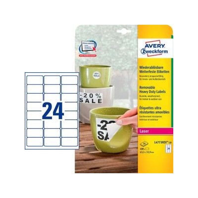 SC.20 ETICHETTE AVERY 63,5X33,9 REMOVIBILI