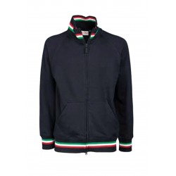 FELPA FLAG ZIP TOTALE CO/PL BLU TG.S