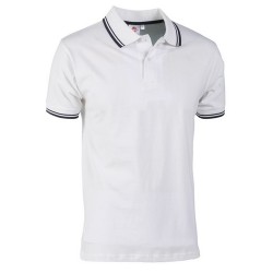 POLO JERSEY SPORT TG.S BIANCO/BLU 100% COTONE