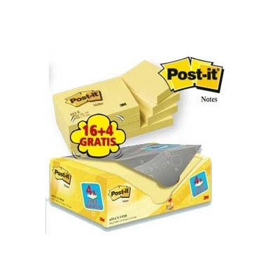VALUE PACK 16+4 BLOCCO 100fg Post-it 38x51mm 72GR 653CY-VP20