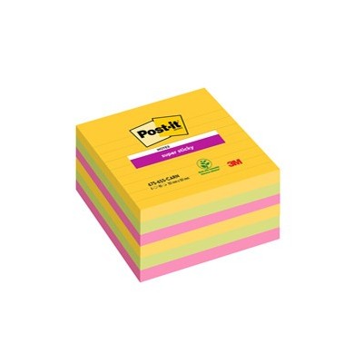 Cf. 6pz blocco 90fg. Post-itSuper Sticky 100x100mm righe Carnival 675-6SS-CARN